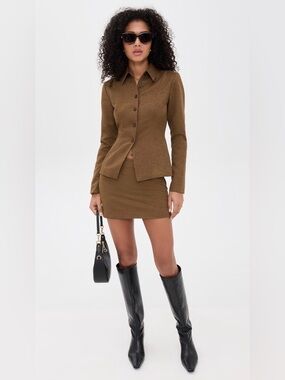 NWT Reformation Chloe Two-Piece Set in Chestnut Size 2